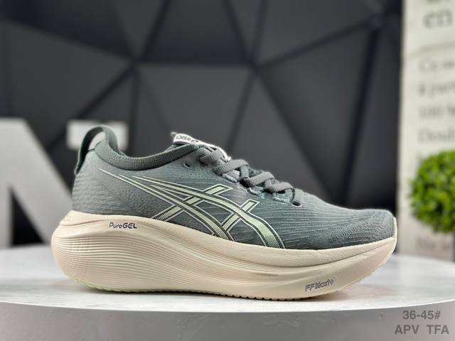 亚瑟士 Asics Gel-Nimbus 27 舒适防滑耐磨低帮休闲跑步鞋 鞋底采用了轻质发泡材料 并在后跟和前掌处采用了Asics亚瑟士核心科技-Gel缓震胶