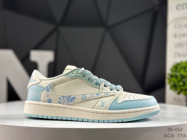 耐克 Nike Air Jordan 1 X Travis Scott Aj1倒勾 乔一倒钩 ‘Diy’定制 耐克 低帮文化篮球鞋 完美品质出货 细节如图所示