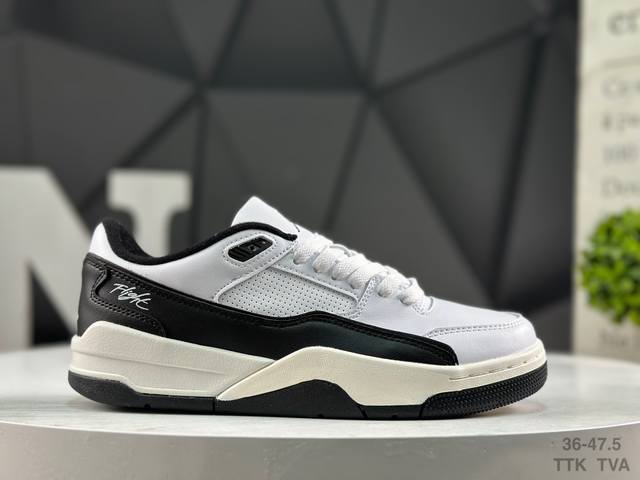 公司级带半码 Air Jordan Flight Court 乔丹系列低帮篮球鞋 鞋款整体以白色皮革打造，搭配侧身灰色皮革框架，鞋舌及后跟Jjumpman Lo