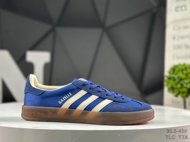 阿迪达斯 Adidas Gazelle Indoop W 三叶草休闲防滑耐磨低帮板鞋 鞋头出色设计 塑就出众贴合感 稳固的后跟贴合足部曲线设计 软弹舒适 不易磨