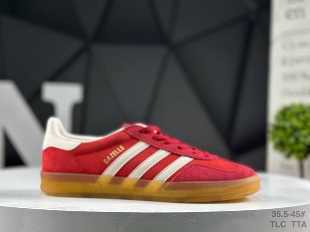 阿迪达斯 Adidas Gazelle Indoop W 三叶草休闲防滑耐磨低帮板鞋 鞋头出色设计 塑就出众贴合感 稳固的后跟贴合足部曲线设计 软弹舒适 不易磨