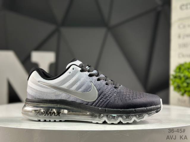 耐克 Nike Air Max 2017 White pure platinum 系列耐克低帮百搭贾卡网面全掌气垫患者休闲运动慢跑鞋 货号:849559 800