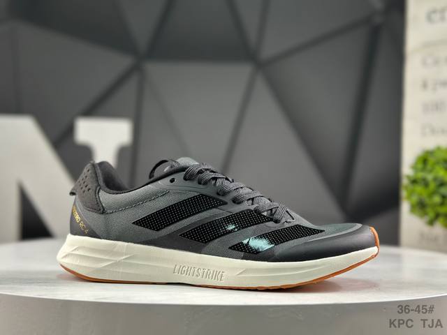 阿迪达斯 Adidas Adizero Rc 4 舒适运动百搭 织物人造革耐磨透气 低帮 休闲训练跑步鞋 男女同款 蓝粉 货号:Gx6689 尺码:36-45