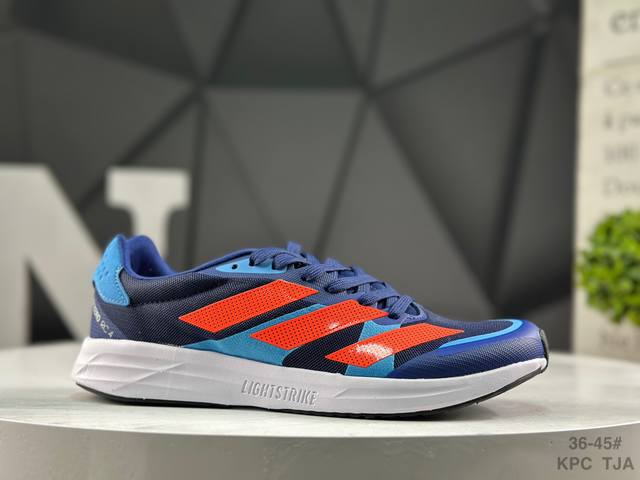 阿迪达斯 Adidas Adizero Rc 4 舒适运动百搭 织物人造革耐磨透气 低帮 休闲训练跑步鞋 男女同款 蓝粉 货号:Gz0181 尺码:36-45