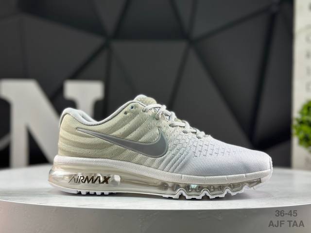 耐克 Nike Air Max 2017 White pure platinum 系列耐克低帮百搭贾卡网面全掌气垫患者休闲运动慢跑鞋 货号:849559 400