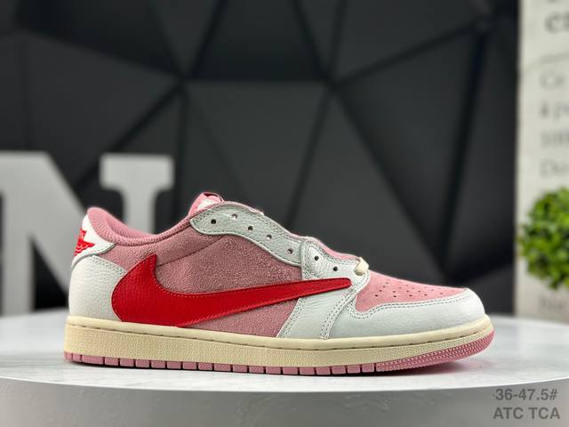 公司级带半码 耐克 Aj1倒勾Travis Scott X Air Jordan 1 ” Reverse Mocha “ Aj1乔1 Ts 联名倒钩 低帮文化篮