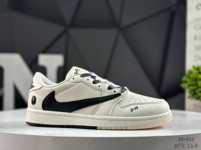 公司级带半码 耐克 Aj1倒勾Travis Scott X Air Jordan 1 ” Reverse Mocha “ Aj1乔1 Ts 联名倒钩 低帮文化篮