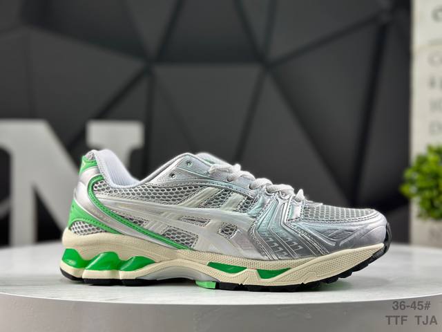 亚瑟士 Asics Gel-Kayano 14 亚瑟士运动休闲透气专业跑鞋 #原厂原数据开发 采用工程弹性双层再生针织密度鞋面材质，后跟3D可视Gel缓震乳胶物