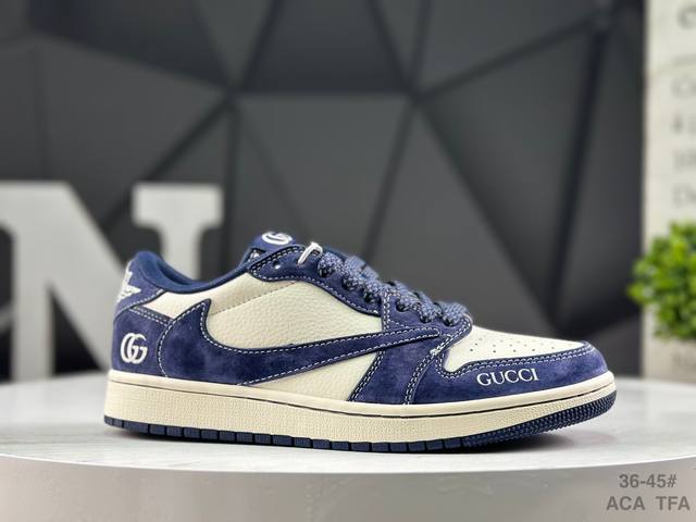 耐克 Nike Air Jordan 1 X Travis Scott Aj1倒勾 乔一倒钩 ‘Diy’定制 耐克 低帮文化篮球鞋 完美品质出货 细节如图所示