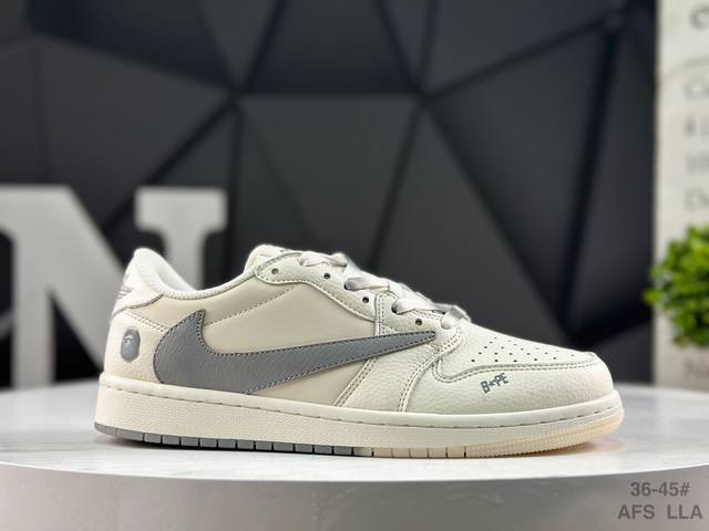 公司级带半码 耐克 Aj1倒勾Travis Scott X Air Jordan 1 ” Reverse Mocha “ Aj1乔1 Ts 联名倒钩 低帮文化篮