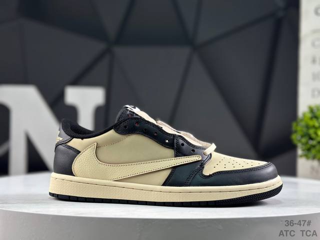 公司级带半码 耐克 Aj1倒勾Travis Scott X Air Jordan 1 ” Reverse Mocha “ Aj1乔1 Ts 联名倒钩 低帮文化篮
