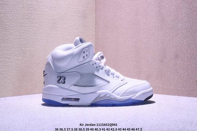 Jordan Air Jordan 5 百搭舒适 耐磨 高帮 复古篮球鞋 男女同款 白色 货号 : Hq7978-103 尺码 : 36-47.5 带半码 Xm