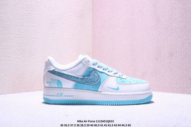 海外限量发售！公司级Nike Air Force 1 '07 Low “北面联名--满天星蓝勾白蓝配色”空军一号 低帮 运动鞋 休闲鞋 折边针车 工艺难度大 原