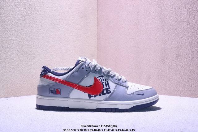 海外爆款限量发售！Nike Sb Dunk Low “北面联名 英文米灰红勾” 高端定制 低帮休闲板鞋 定制鞋盒 大厂纯原品质出货 超高清洁度 皮料切割干净无任