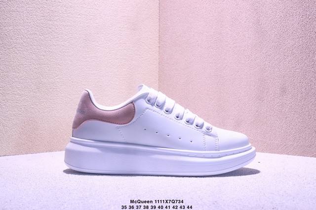 意大利高奢品牌Alexander Mcqueen亚历山大 麦昆 Sole Leather Sneakers低帮时装厚底休闲运动小白鞋553770 尺码：35～4