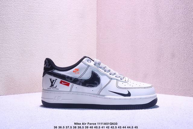 海外限量发售！公司级Nike Air Force 1 '07 Low “Lv联名 荔纹黑”空军一号 低帮 运动鞋 休闲鞋 折边针车 工艺难度大 原楦头原纸板 原