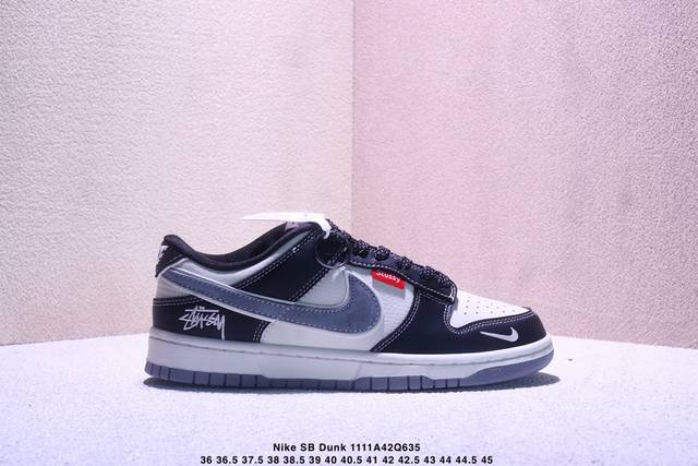 海外爆款限量发售！Nike Sb Dunk Low“ 斯图西联名 黑白熊猫” 周年高端定制 低帮休闲板鞋 定制鞋盒 大厂纯原品质出货 超高清洁度 皮料切割干净无