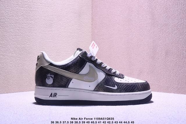 海外限量发售！公司级Nike Air Force 1 '07 Low “斯图西联名 双拼火焰”空军一号 低帮 运动鞋 休闲鞋 折边针车 工艺难度大 原楦头原纸板