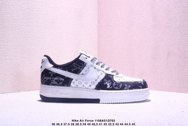 海外限量发售！公司级Nike Air Force 1 '07 Low “Lv联名 双拼印花牛仔”空军一号 低帮 运动鞋 休闲鞋 折边针车 工艺难度大 原楦头原纸