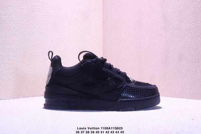 Louis Vuitton 路易威登 男女鞋，采用荔枝纹纤维革组合粒面牛剖革鞋面材质，鞋垫嵌入软脚感Eva物料，外置Tpr光泽隔色鞋底法国巴黎百年奢侈品牌Lv路