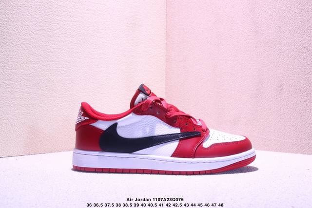 公司级Aj1倒勾Travis Scott X Air Jordan 1 ” Reverse Mocha “ Aj1乔1 Ts 闪电 联名倒钩 低帮文化篮球鞋 完