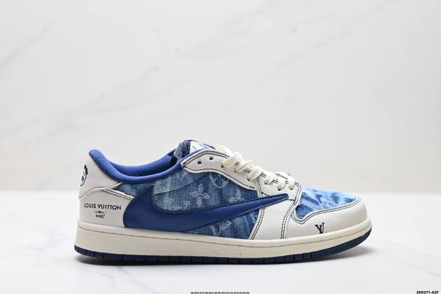 公司级Nike Air Jordan 1 X Travis Scott Aj1倒勾 乔一倒钩 ‘Diy’定制 耐克 低帮文化篮球鞋 完美品质出货 细节如图所示