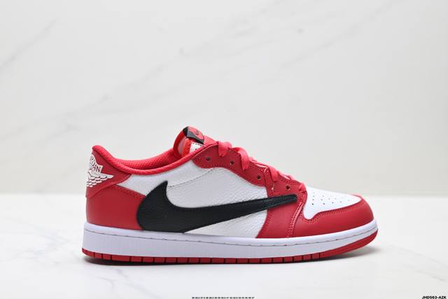 公司级Nike Air Jordan 1 X Travis Scott Aj1倒勾 乔一倒钩 耐克 低帮文化篮球鞋 完美品质出货 细节如图所示 鞋面切割工整 冲