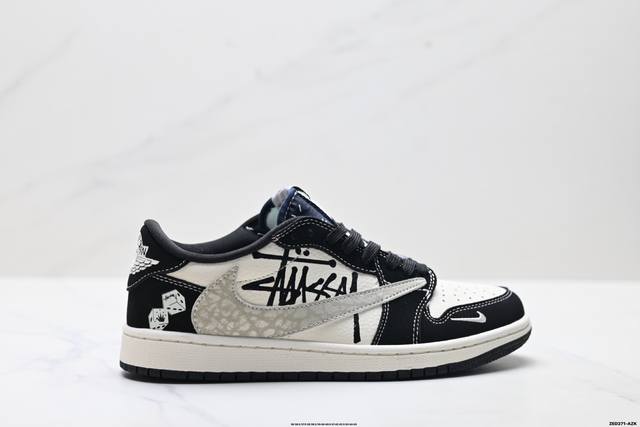 公司级Nike Air Jordan 1 X Travis Scott Aj1倒勾 乔一倒钩 ‘Diy’定制 耐克 低帮文化篮球鞋 完美品质出货 细节如图所示