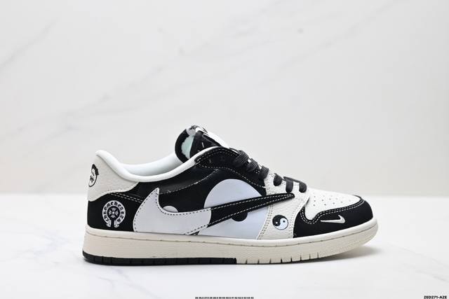 公司级Nike Air Jordan 1 X Travis Scott Aj1倒勾 乔一倒钩 ‘Diy’定制 耐克 低帮文化篮球鞋 完美品质出货 细节如图所示