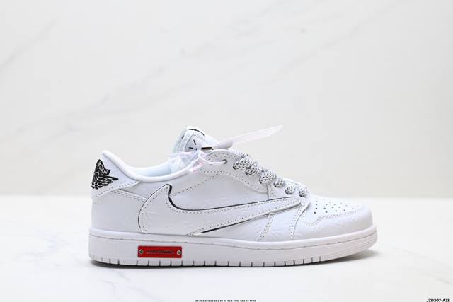 真标Nike Air Jordan 1 X Travis Scott Aj1倒勾 乔一倒钩 ‘Diy’定制 耐克 低帮文化篮球鞋 货号:Xs2025-076 尺