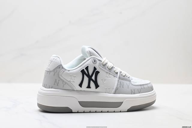 公司级Mlb 纽约洋基队 Chunky Liner Embo Monogram 印刻老花 时尚舒适 休闲运动 防滑耐磨增高 低帮 板鞋 货号:3Asxm036N