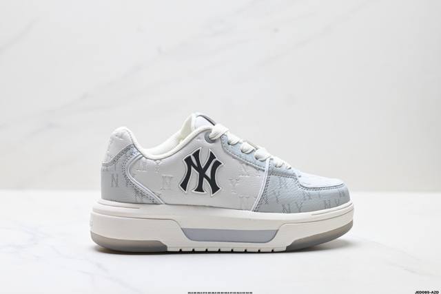 公司级Mlb 纽约洋基队 Chunky Liner Embo Monogram 印刻老花 时尚舒适 休闲运动 防滑耐磨增高 低帮 板鞋 货号:3Asxm036N