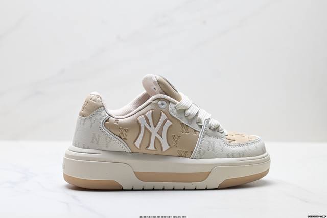 公司级Mlb 纽约洋基队 Chunky Liner Embo Monogram 印刻老花 时尚舒适 休闲运动 防滑耐磨增高 低帮 板鞋 货号:3Asxm036N