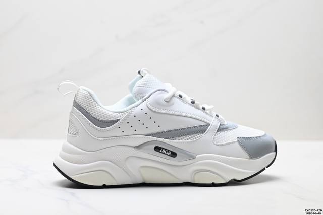 公司级Dior迪奥 B22 牛皮 科技网布 舒适日常 低帮 生活休闲鞋 通过复古镜头重塑了厚底运动鞋 它结合了不同的材料和纹理 包括光滑小牛皮和科技网眼 具有大