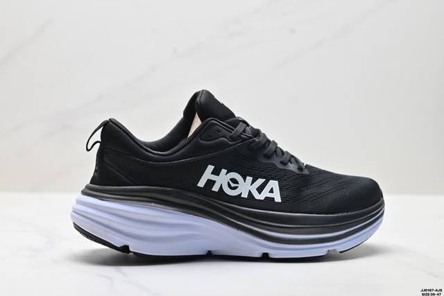 真标Hoka One One Bondi 8 复古舒适防滑耐磨 低帮 山地户外跑步鞋 货号:1127952 尺码:36-47 Id:Jjd187-Ajs