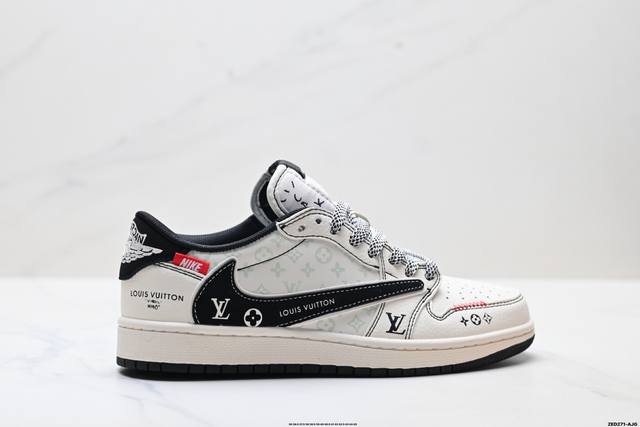 公司级Nike Air Jordan 1 X Travis Scott Aj1倒勾 乔一倒钩 ‘Diy’定制 耐克 低帮文化篮球鞋 完美品质出货 细节如图所示