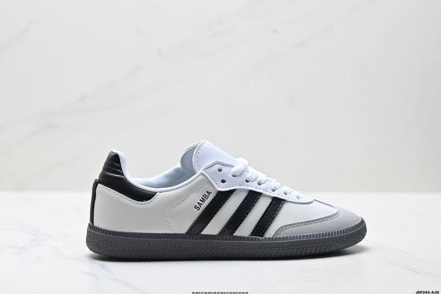 真标Adidas Originals Samba 桑巴舞系列阿迪达斯 三叶草 绅士德训足球风百搭低帮休闲运动板鞋 货号:Kj7595 尺码:36 36.5 37