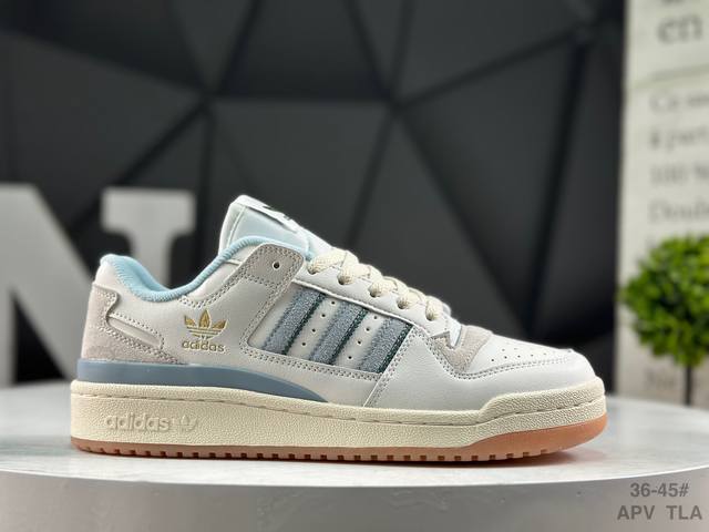 阿迪达斯 Adidas Forum Low Cl 低帮百搭潮流休闲运动板鞋 以复古篮球鞋的外形为基础 采用皮革拼接 简约百搭 更加贴合舒适 中底内侧网格造型起到