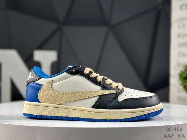 耐克 Travis Scott X Fragment Design X Air Jordan Aj1 Low Og Sp 三方联名闪电倒钩2.0低帮 货号：Dm