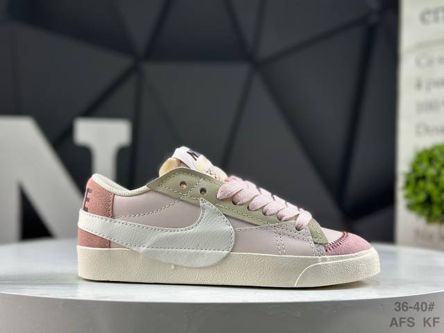 耐克 Nike Blazer Mid‘77 Jumbo 经典百搭低帮开拓者休闲运动板鞋 真硫化铝楦制作 原厂布料拼接 独家裁片完美鞋型 台湾进口软感荔枝头层皮