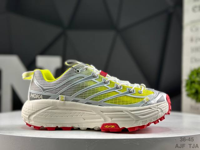 Hoka Mafate Speed Three 2玛法特 超轻厚底轻量山地跑步鞋 滚动平衡科技和适度的脚后跟倾斜角度 可平稳步伐体验和柔软的脚感 鞋面采用了皮革