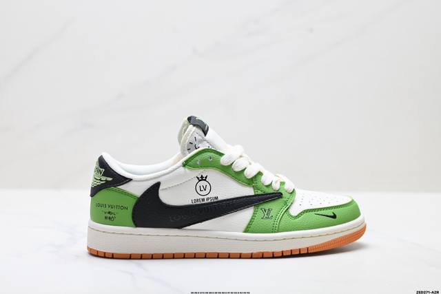 公司级Nike Air Jordan 1 X Travis Scott Aj1倒勾 乔一倒钩 ‘Diy’定制 耐克 低帮文化篮球鞋 完美品质出货 细节如图所示