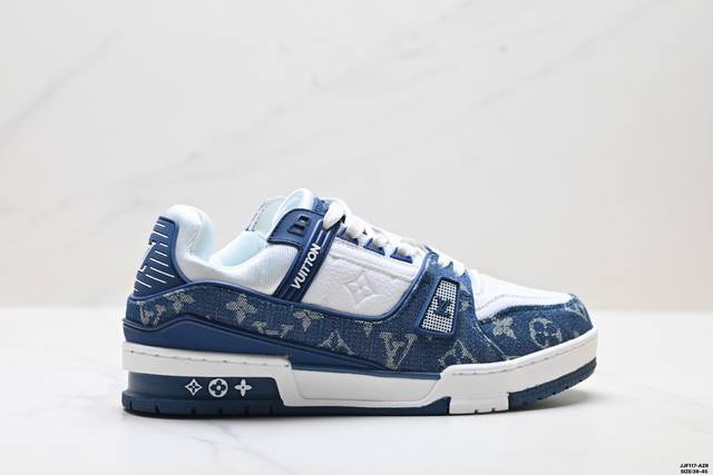 真标Louis Vuitton Trainer Sneaker Low 全新 Lv 路易威登 休闲运动文化百搭板鞋 尺码:39-45 Id:Jjf117-Azr