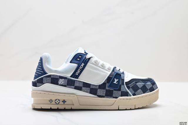 真标Louis Vuitton Trainer Sneaker Low 全新 Lv 路易威登 休闲运动文化百搭板鞋 尺码:39-45 Id:Jjf117-Azr