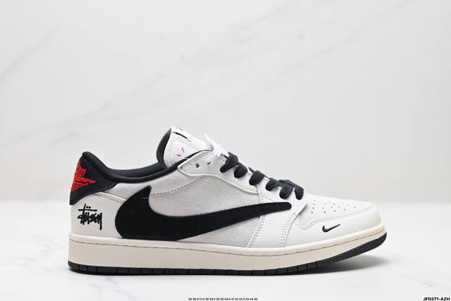 公司级Nike Air Jordan 1 X Travis Scott Aj1倒勾 乔一倒钩 ‘Diy’定制 耐克 低帮文化篮球鞋 完美品质出货 细节如图所示