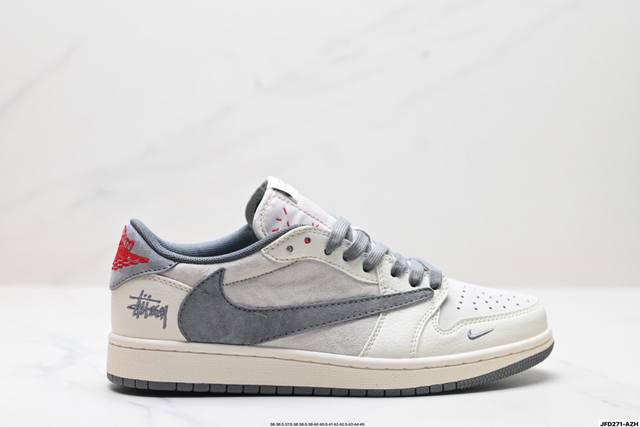 公司级Nike Air Jordan 1 X Travis Scott Aj1倒勾 乔一倒钩 ‘Diy’定制 耐克 低帮文化篮球鞋 完美品质出货 细节如图所示