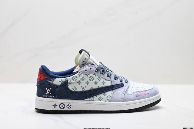 公司级Nike Air Jordan 1 X Travis Scott Aj1倒勾 乔一倒钩 ‘Diy’定制 耐克 低帮文化篮球鞋 完美品质出货 细节如图所示