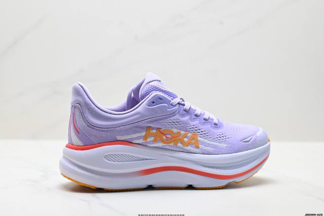 公司级Hoka One One Bondi 9 复古舒适防滑耐磨 低帮 山地户外跑步鞋 货号:1162012 尺码:36 36.5 37.5 38 38.5 3