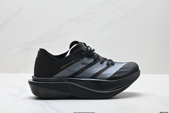 公司级Adidas Adizero Adios 5 M 阿迪达斯 马拉松飞线贾卡轻质透气休闲运动跑步鞋 采用双层透气网纱 Flywire动态飞线绑缚鞋面材质 内