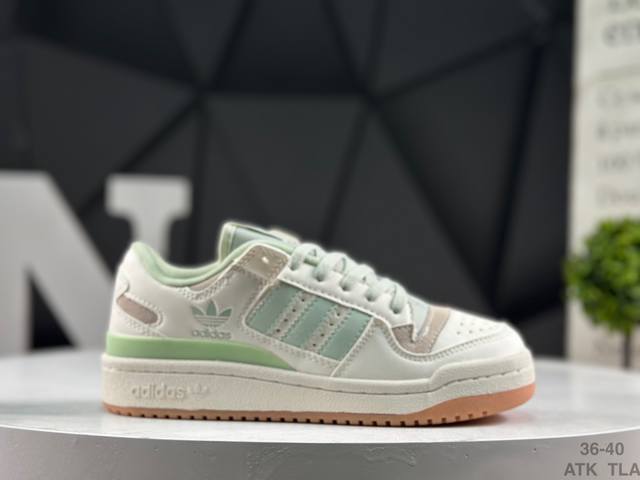 阿迪达斯 Adidas Forum Low Cl 阿迪达斯 三叶草低帮 经典复古板鞋 潮流休闲鞋 货号:Jr0475 尺码：36-40 Atk Tla
